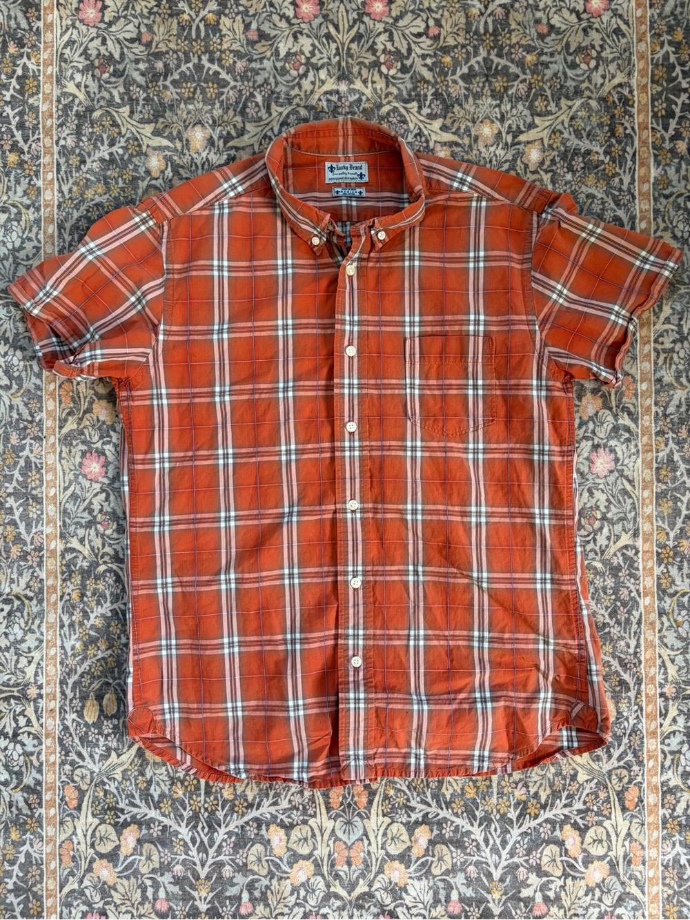 Lucky Brand short sleeve button down shirt, Men’s Medium